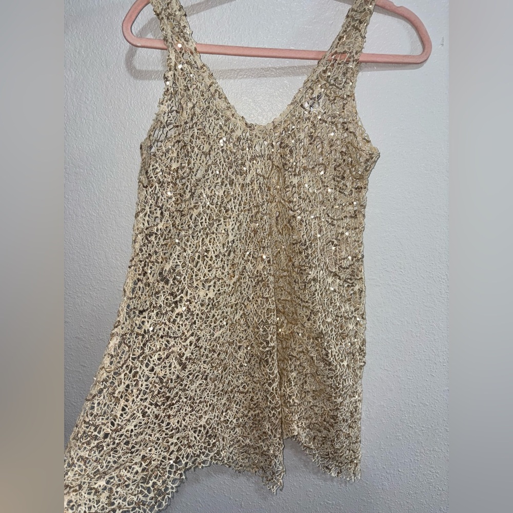 Elegant Gold Sequin Tank Top